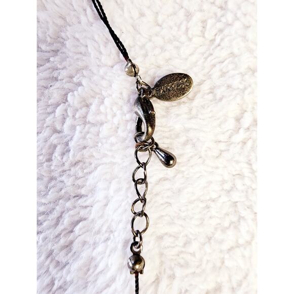 EXPRESS Blue Polished Glass Stone Pendant Fashion Necklace 10" Adjustable Y2K - Picture 6 of 7